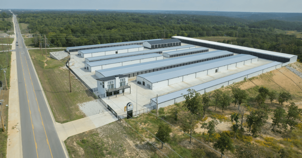 Aerial view of a storage facility in Joplin